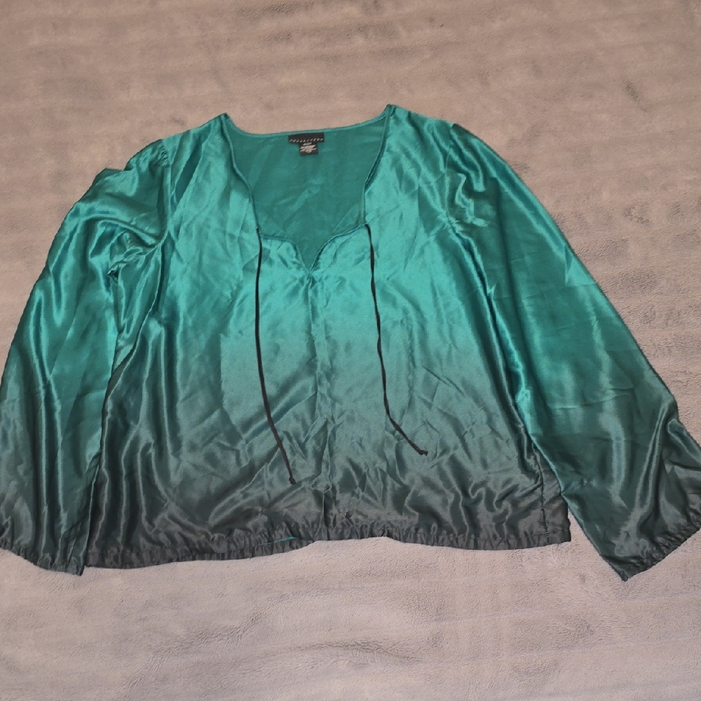 Apostrophe Teal Long Sleeved Blouse Size Large - Picture 1 of 7